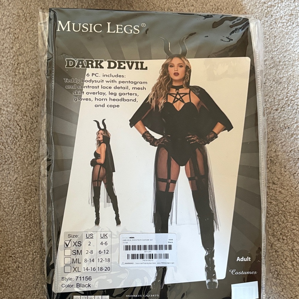 Music Legs Dark Devil Costume - Black